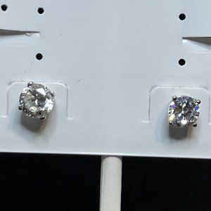 Vintage Sterling Silver And CZ Pierced Earrings (3779)